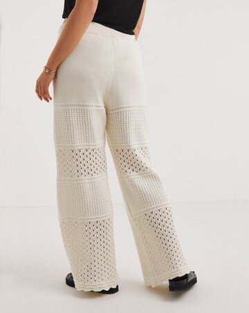 Simply Be Cream Crochet Wide Leg Trouser