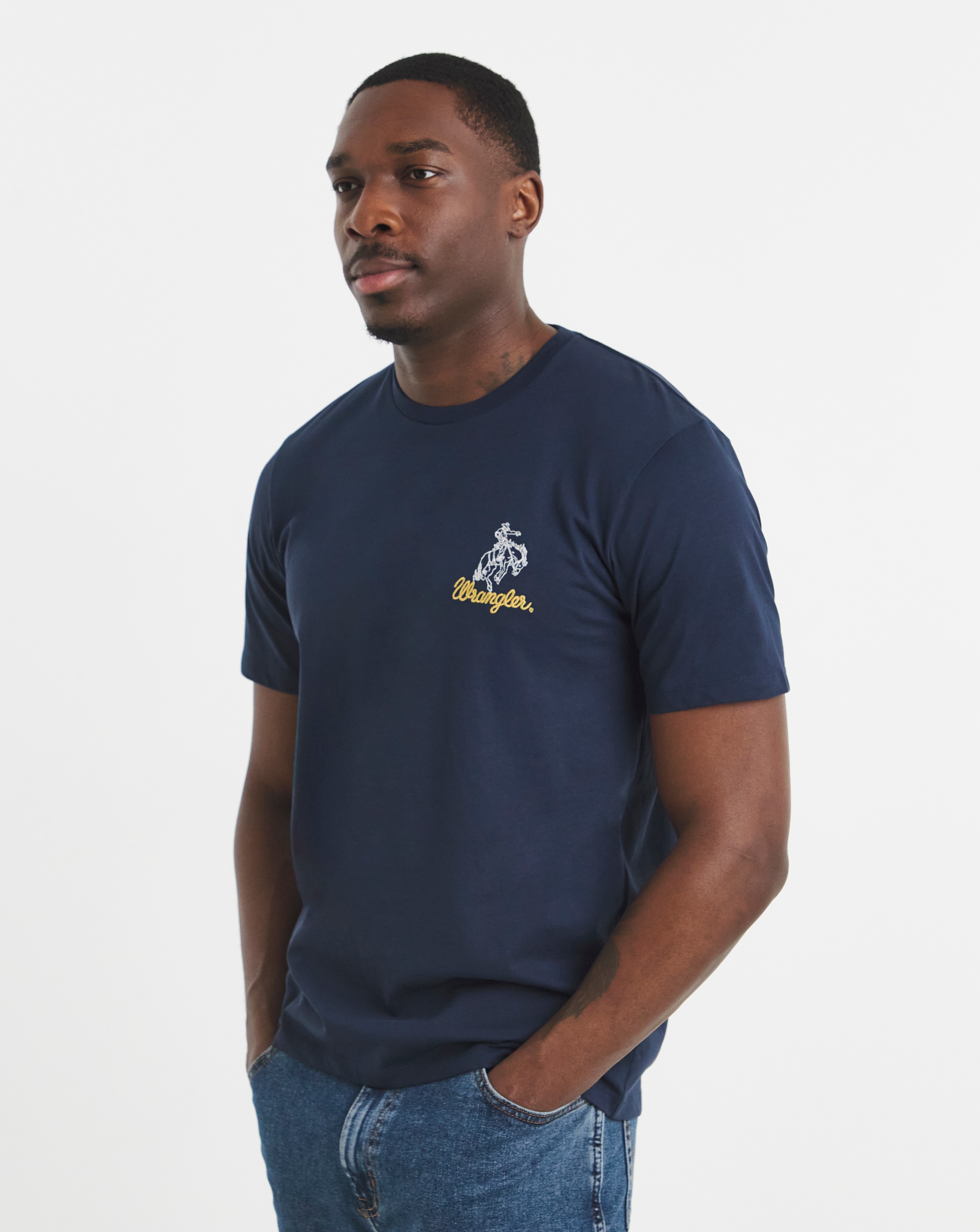 New In - Wrangler Embroidery T-Shirt - Navy