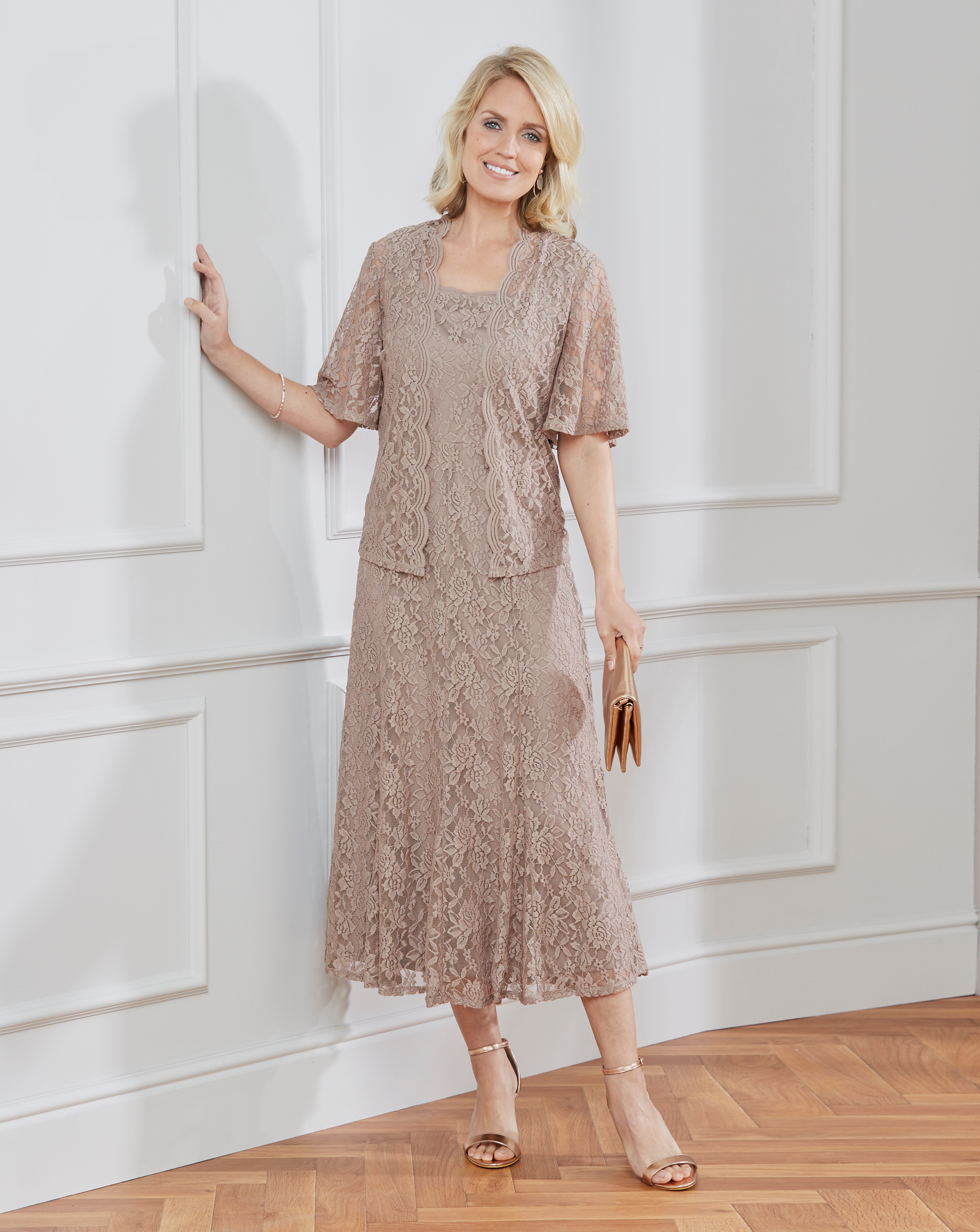 navy blue lace dress with jacket