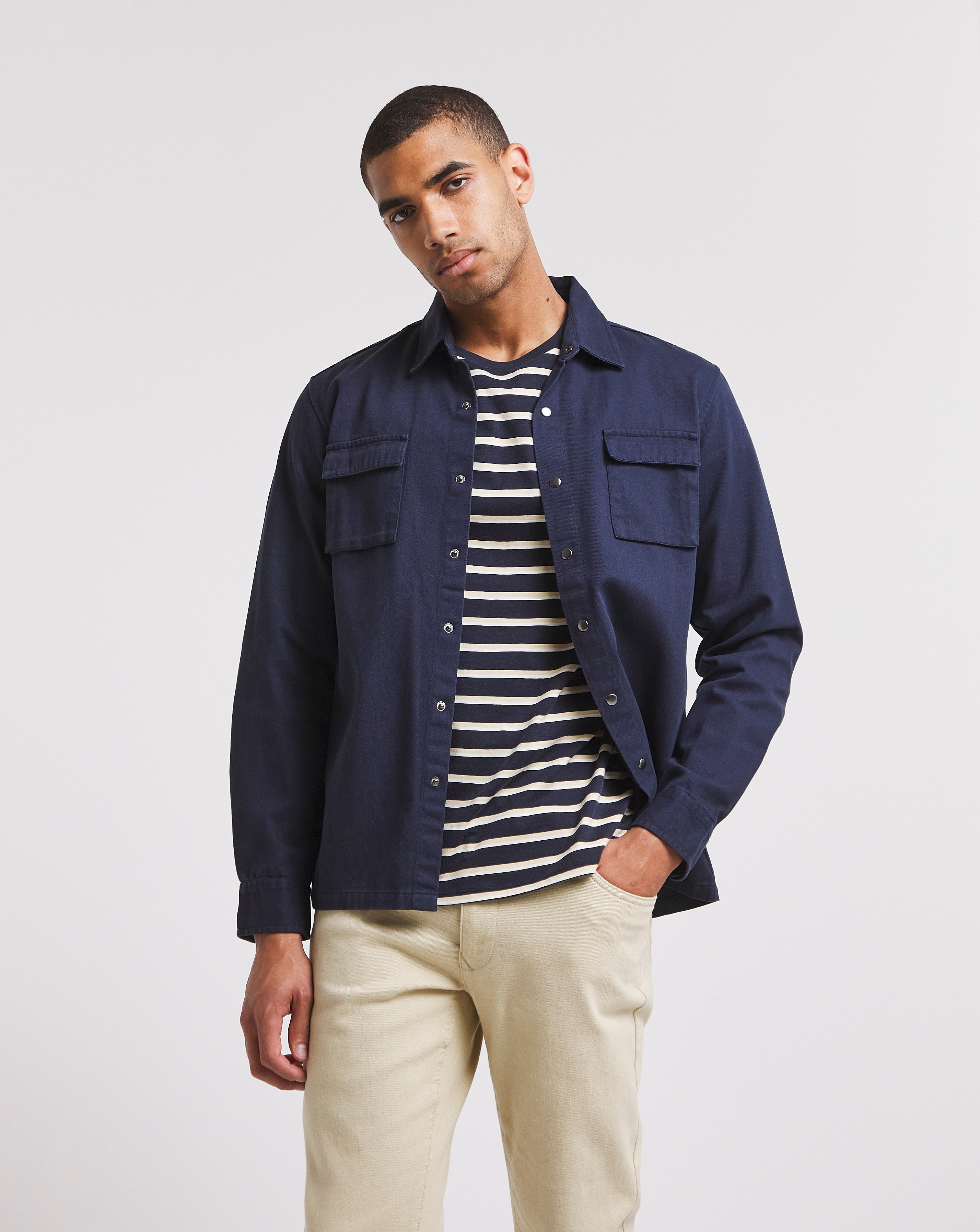 Double Pocket Popper Over Shirt