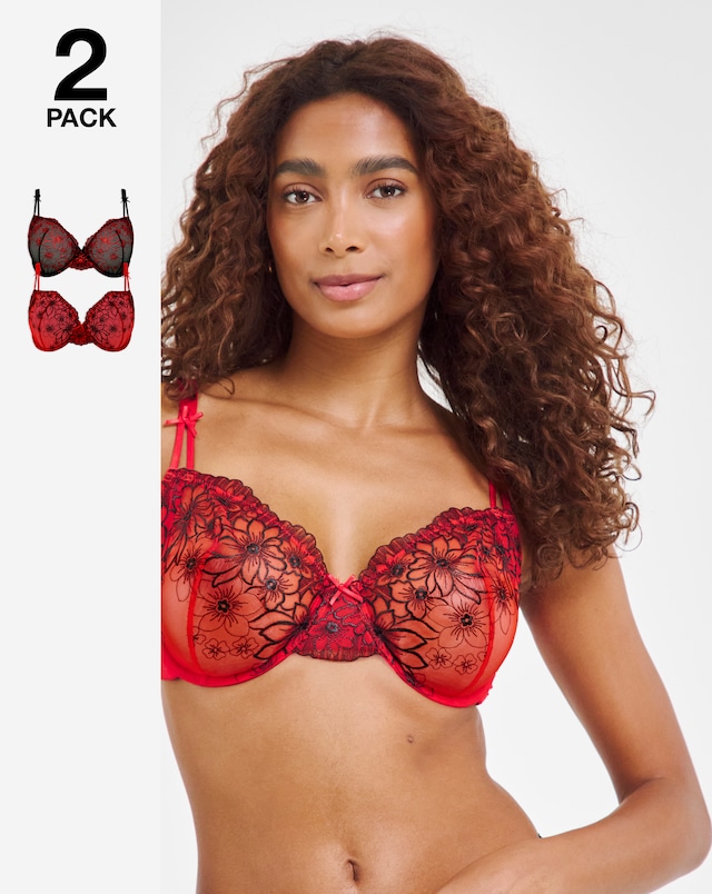 Simply Be (2 Pack) Emily Everyday Embroidery Bras (B-F)