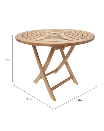 Charles Bentley Teak Wooden Round Garden Dining Table - 4 Seater