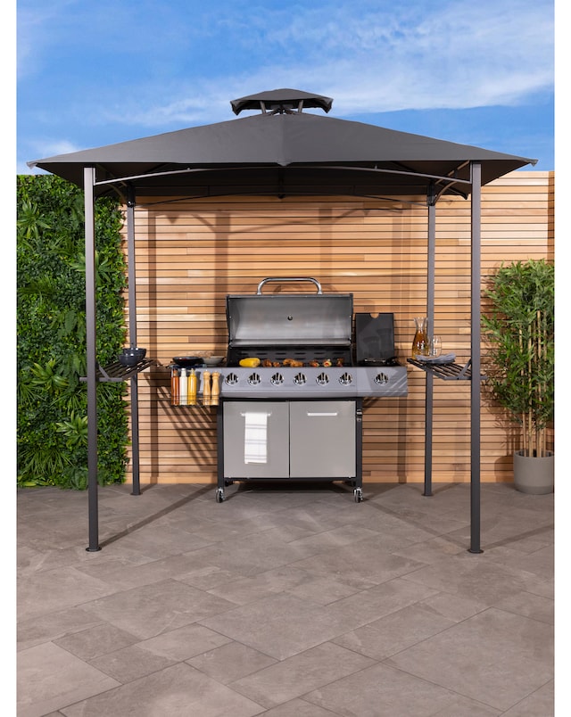 Charles Bentley Steel BBQ Grill Gazebo - Grey