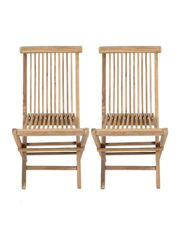 Charles Bentley Teak Wooden Folding Garden Chairs - Set of 2