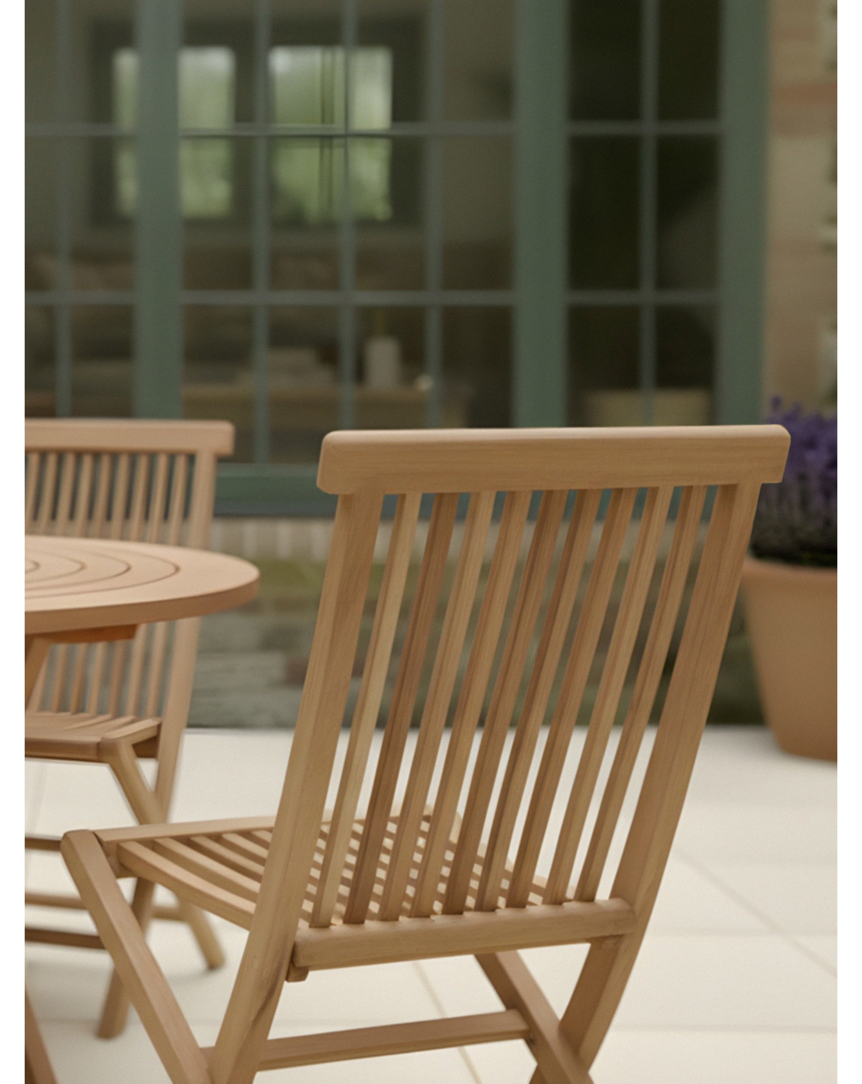 Charles Bentley Teak Wooden Folding Garden Chairs - Set of 2