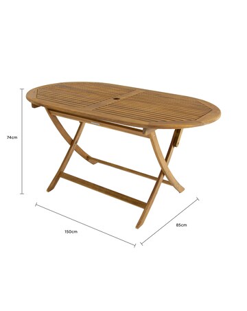 Charles Bentley Wooden Oval Folding Dining Table - 6 Seater