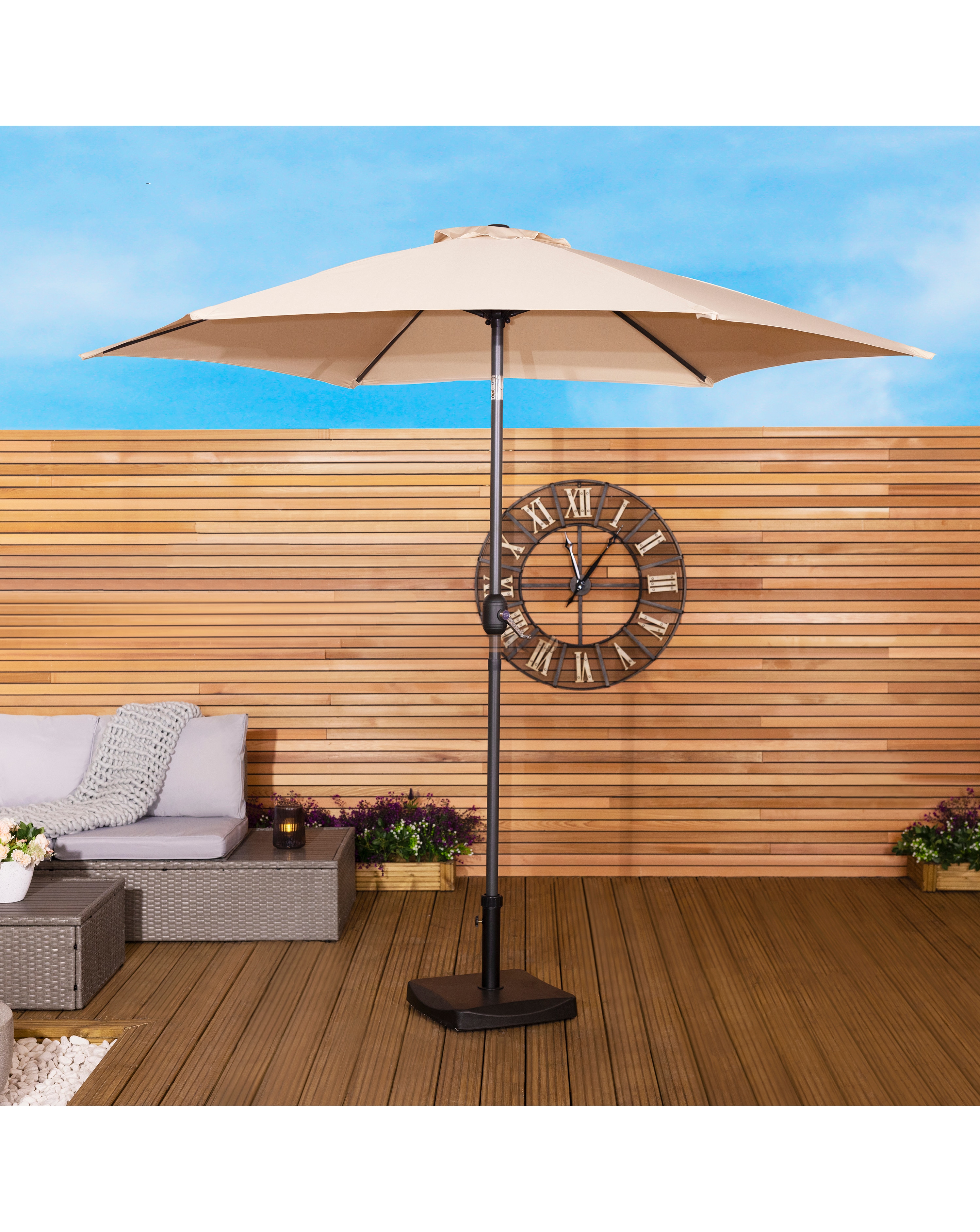 Charles Bentley 2.7m Garden Parasol - Beige