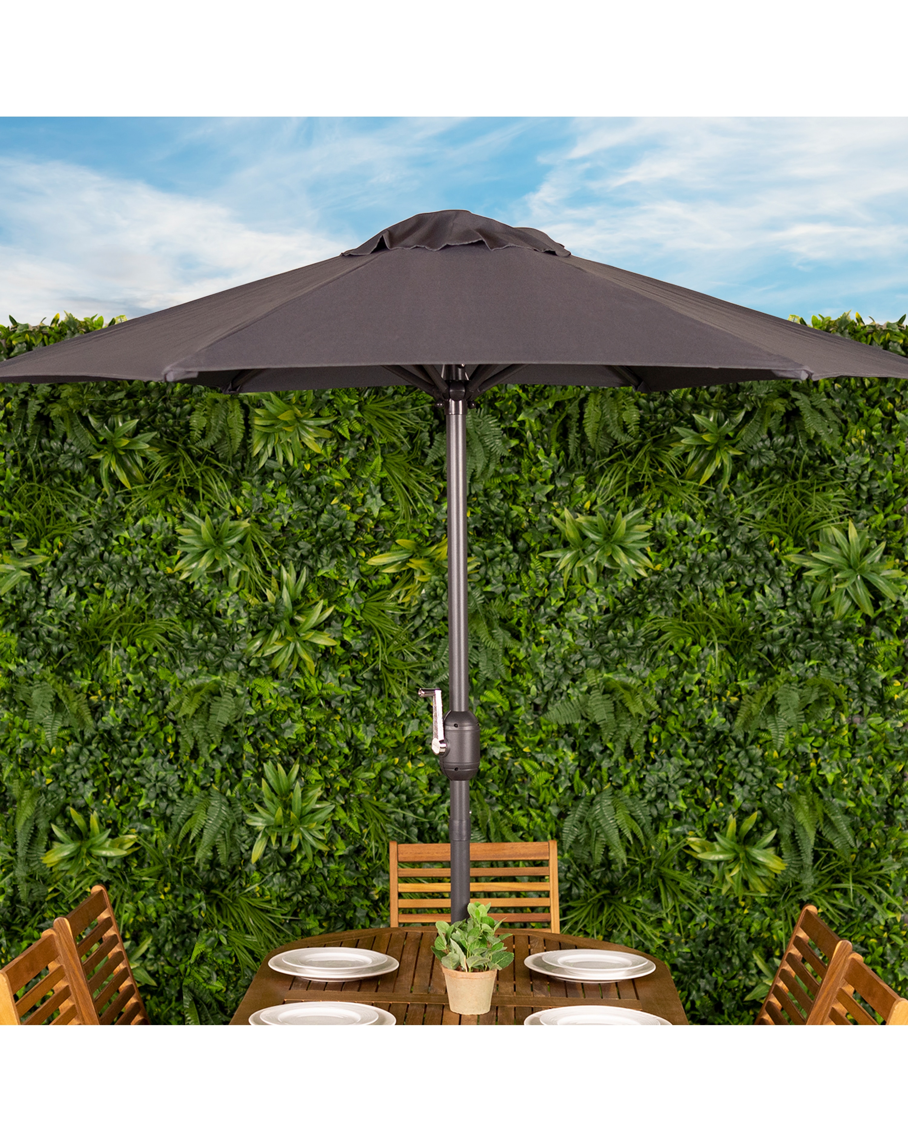 Charles Bentley 2m Metal Garden Parasol with Crank - Grey