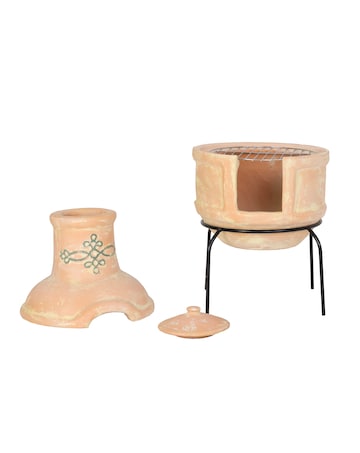 Charles Bentley Clay Chiminea with Grill