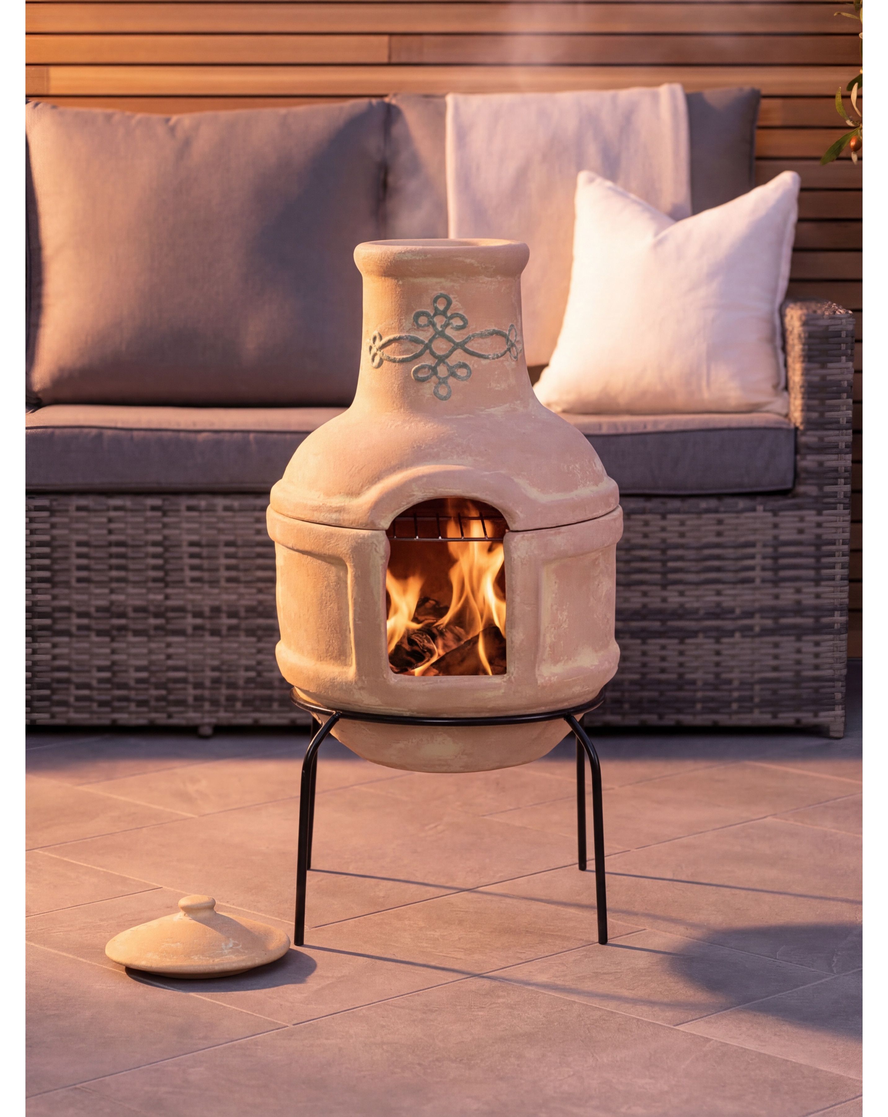 Charles Bentley Clay Chiminea with Grill