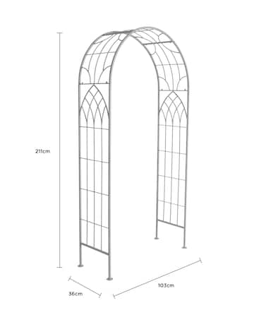 Charles Bentley Grey Wrought Iron Garden Arch