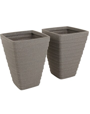 Charles Bentley Tall Square Trojan Granite Planters - Set of 2