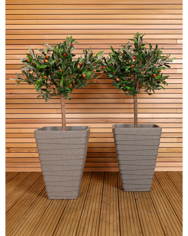 Charles Bentley Tall Square Trojan Granite Planters - Set of 2