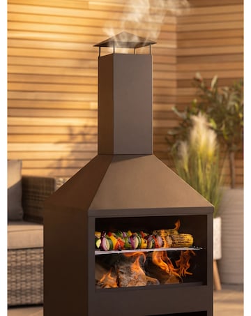 Charles Bentley Square Black Steel BBQ Chiminea