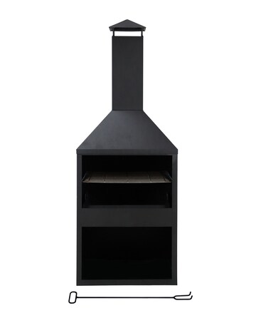 Charles Bentley Square Black Steel BBQ Chiminea