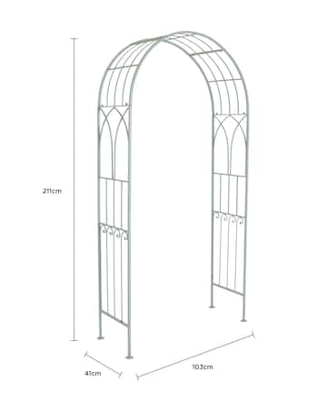 Charles Bentley Sage Green Wrought Iron Garden Arch