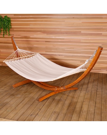 Charles Bentley Garden Hammock With Wooden Arc Stand One Person