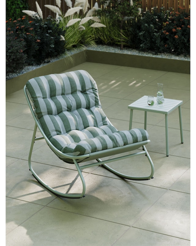 Charles Bentley Porto Relaxing Green Stripe Rocking Chair