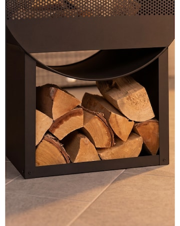 Charles Bentley Black Powder Coated Steel Modern Chimenea