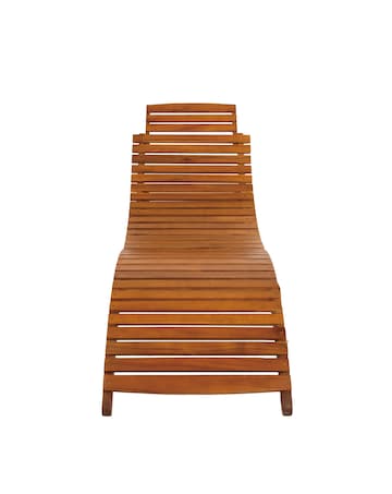 Charles Bentley Folding Curved FSC Wooden Sun Lounger