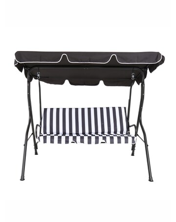 Charles Bentley 2 Seater Garden Swing Seat / Hammock - Grey Stripe