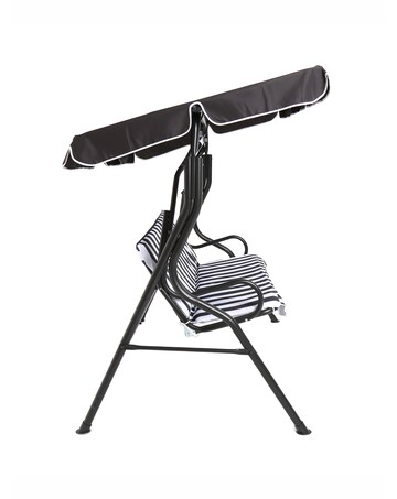 Charles Bentley 2 Seater Garden Swing Seat / Hammock - Grey Stripe