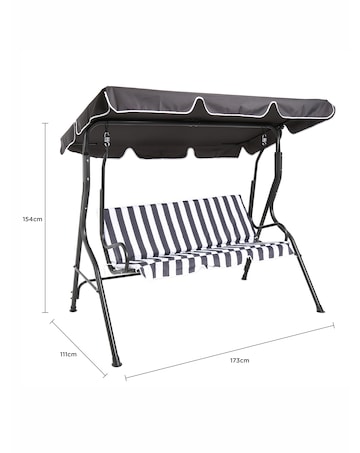 Charles Bentley 2 Seater Garden Swing Seat / Hammock - Grey Stripe