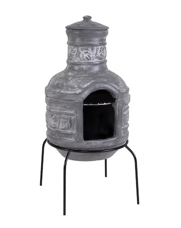 Charles Bentley Snug Granda Leaf Motif Clay Chimenea With Grill