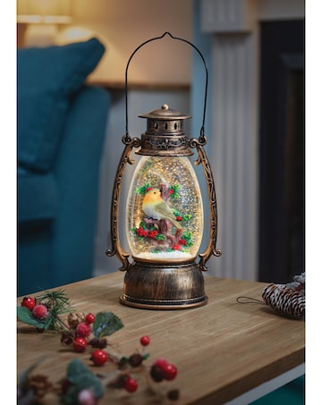 SnowSwirl Festive Robin Lantern