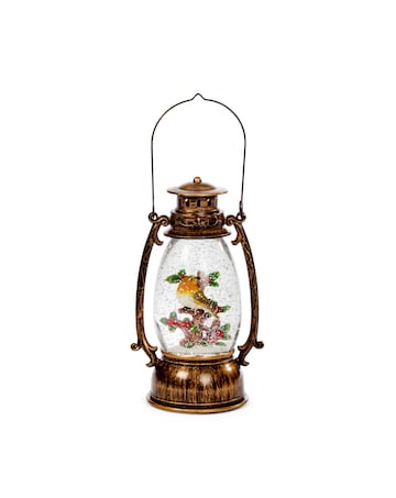 SnowSwirl Festive Robin Lantern