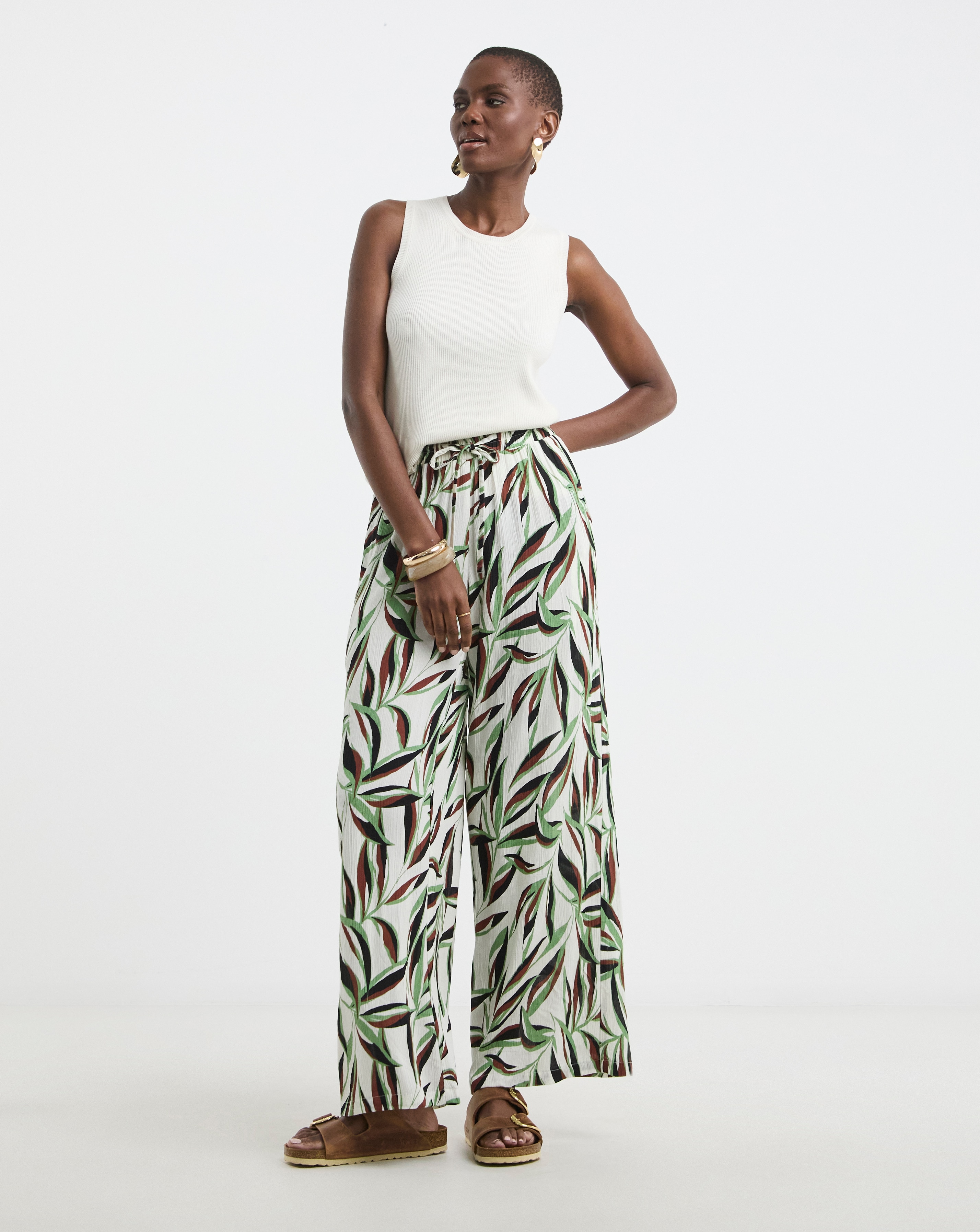 Crinkle Wide Leg Trouser