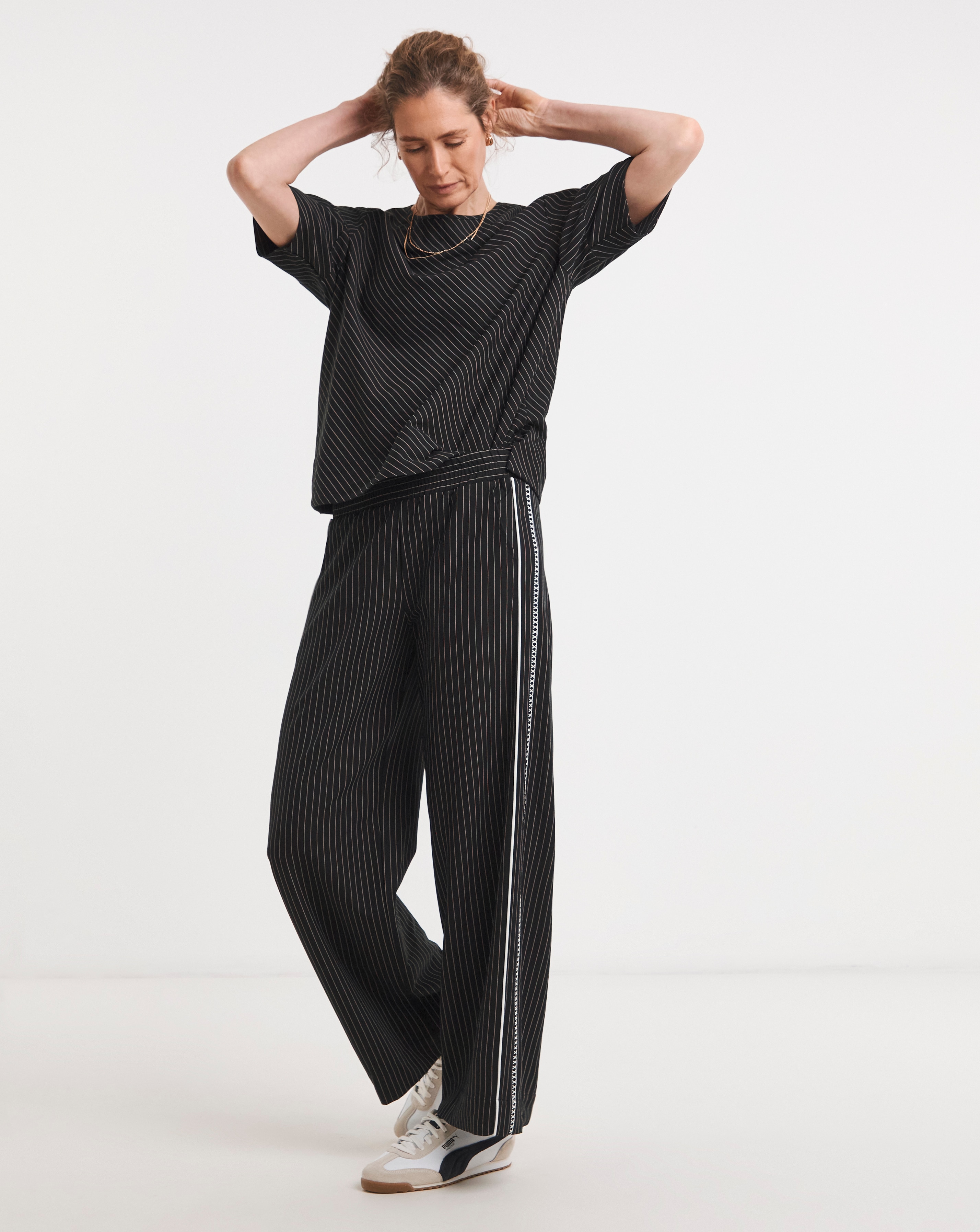 New In - Stripe Trouser With Side Panel