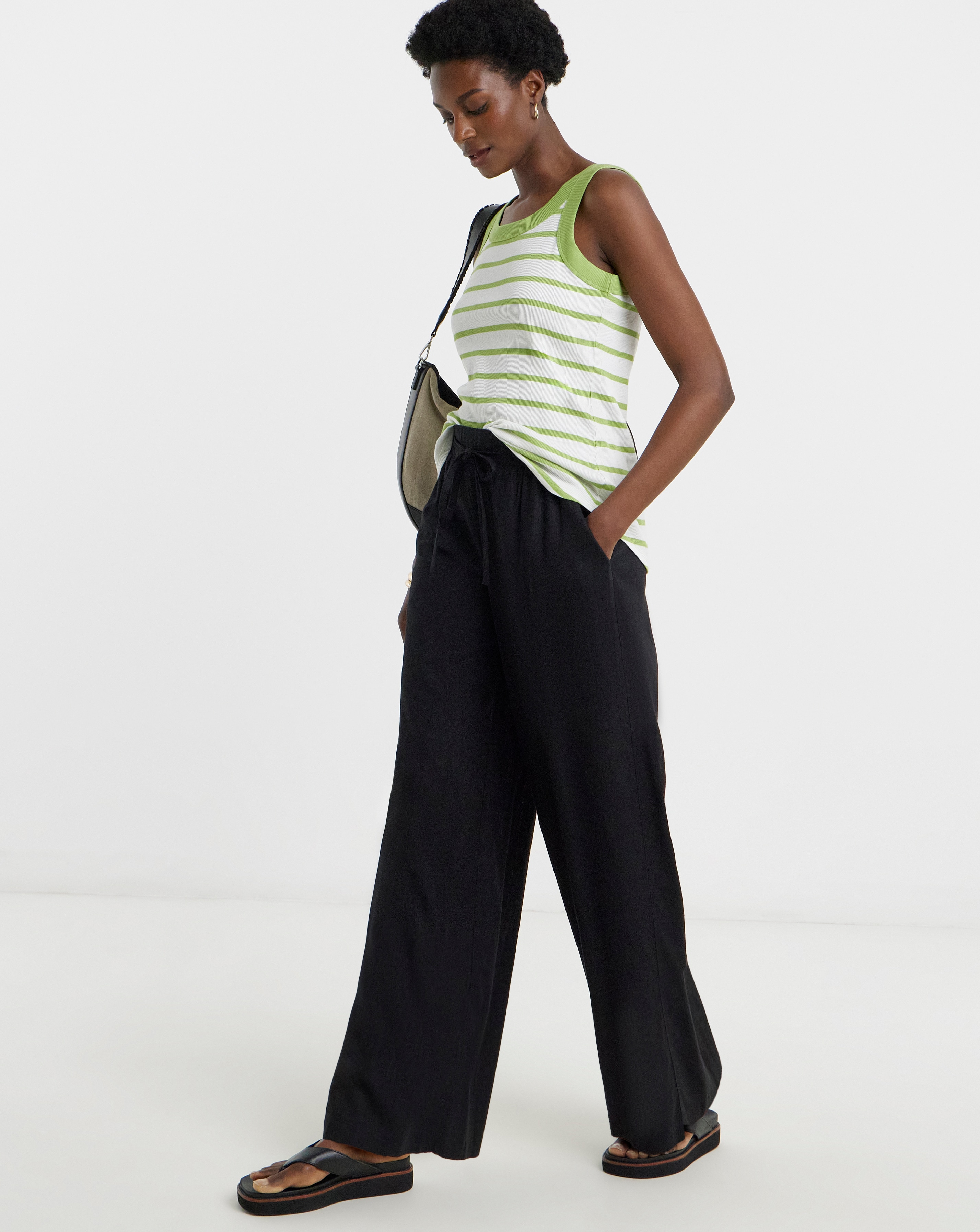 New In - Linen Mix Wide Leg Trousers
