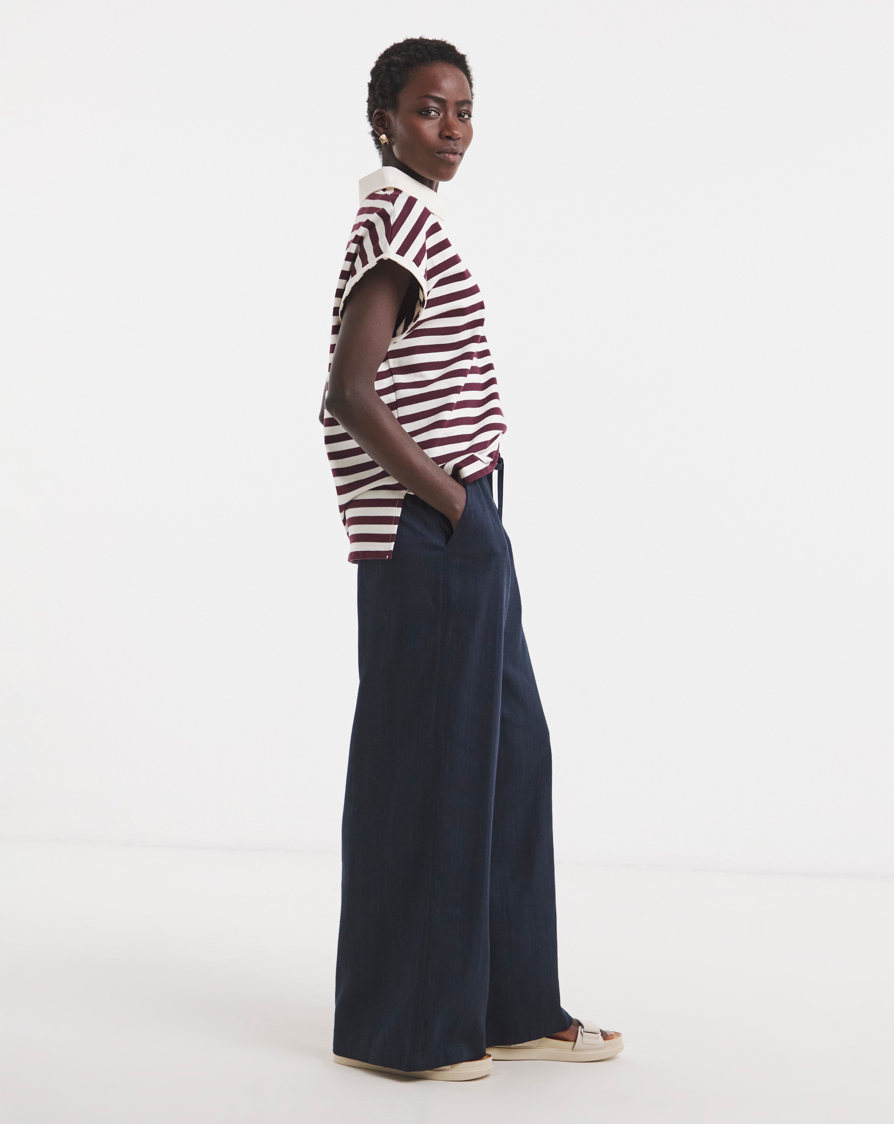 New In - Linen Mix Wide Leg Trousers