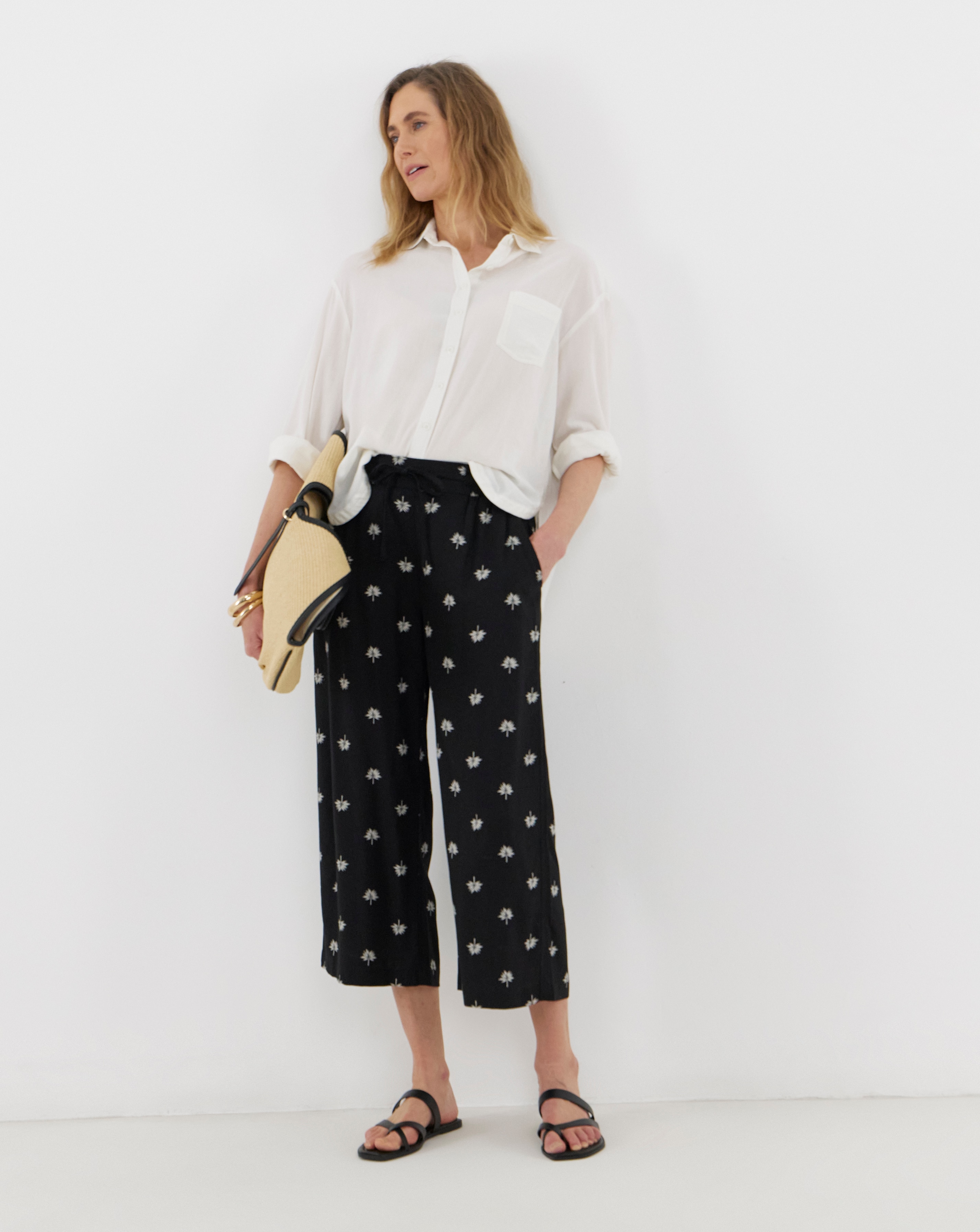 New In - Linen Mix Wide Leg Culotte