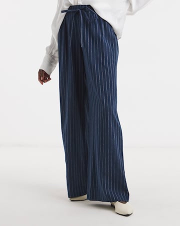 Navy Stripe Linen Mix Trouser