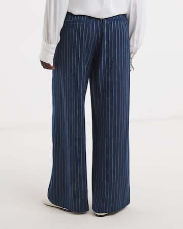 Navy Stripe Linen Mix Trouser
