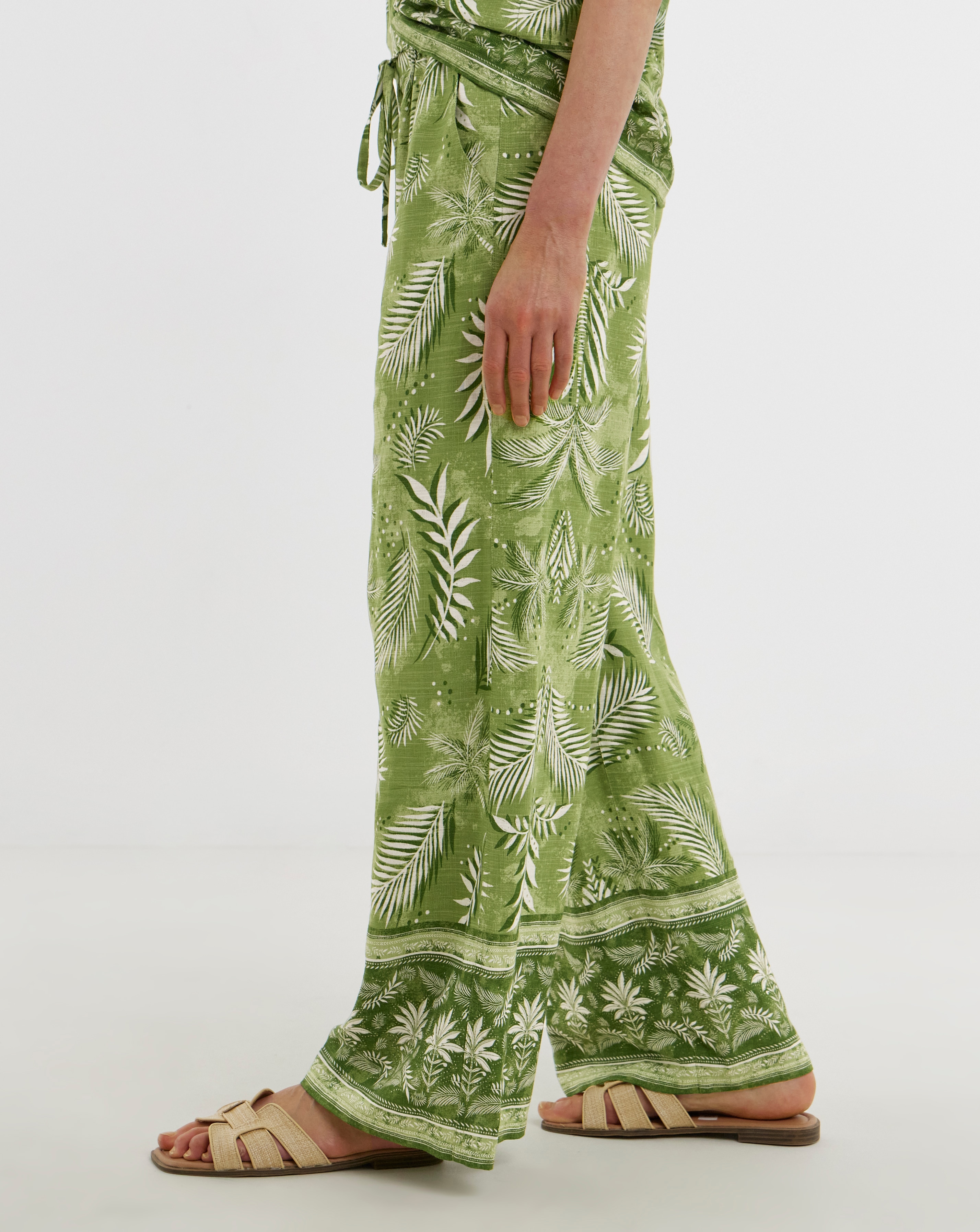 Linen Mix Wide Leg Trousers