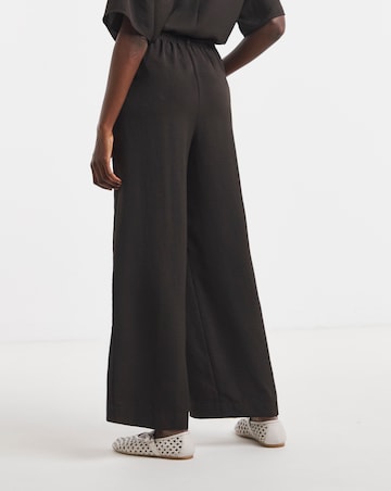 Chocolate Tie Waist Textured Woven Pleated Wide Leg Co-Ord Trouser
