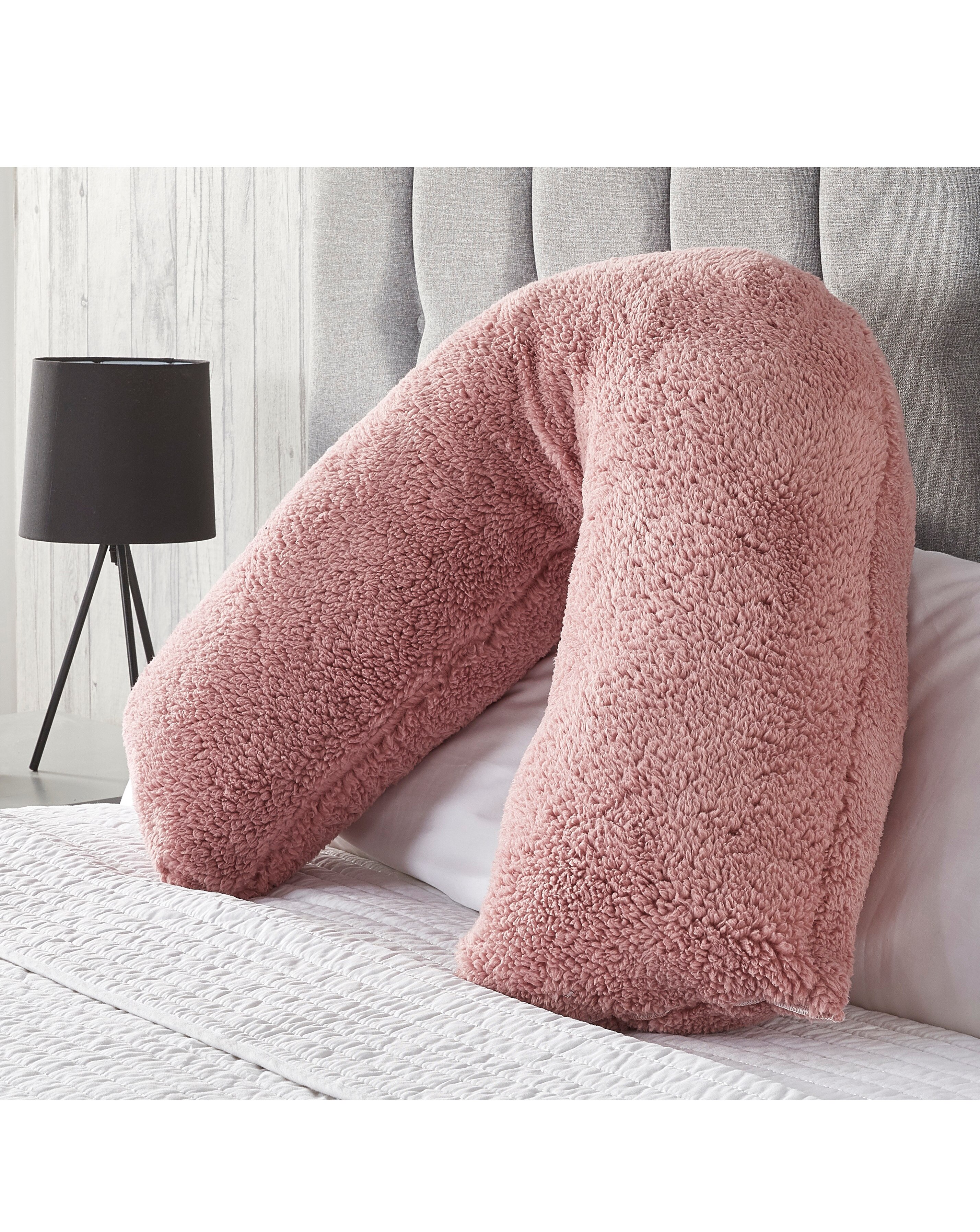 Huggleland Fluffy Fleece Teddy V Pillow - Pink