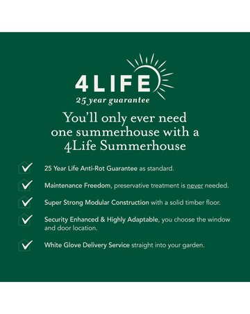 4LIFE Apex Summerhouse 6x4 - Double Door - 5 Window (Home Delivery)