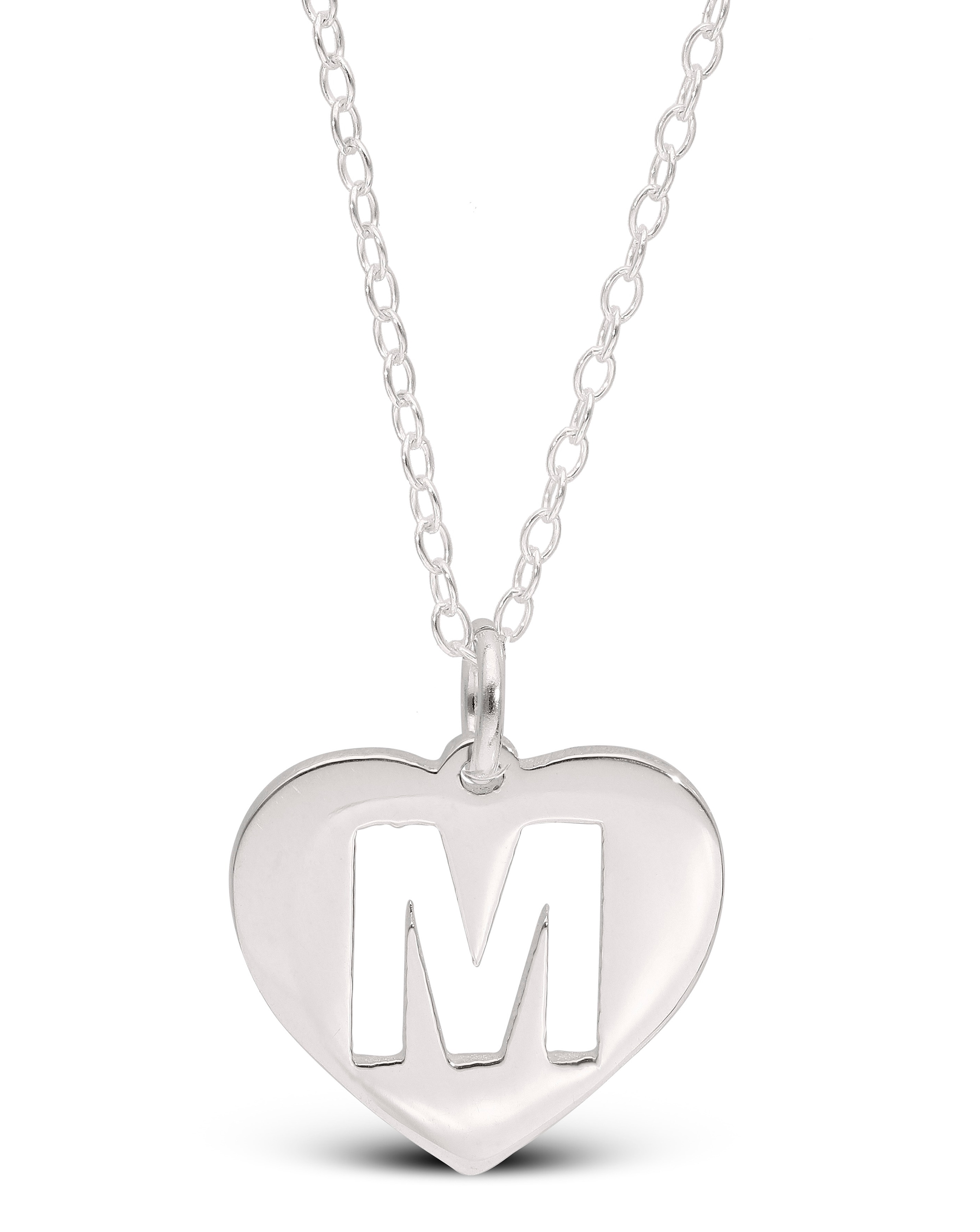 Sterling Silver Initial Heart Pendant