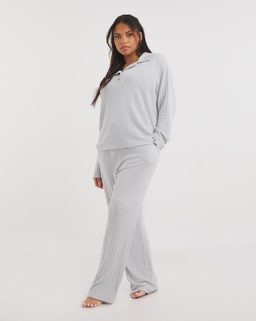 Figleaves Super Soft Ribbed Knit & Wide Leg Trouser Set