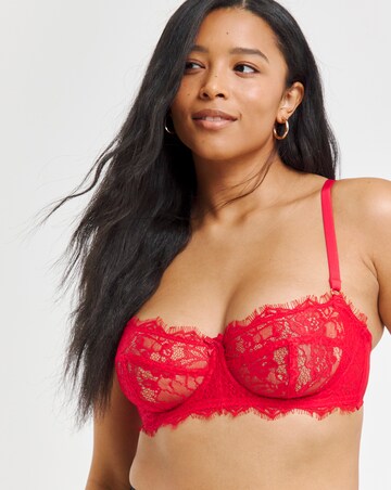 Figleaves Pulse Lace Underwired Balcony Bra B-G - Red