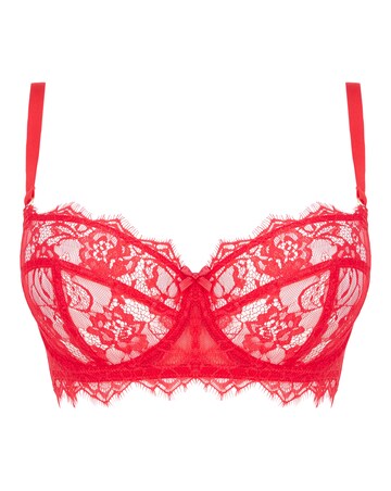 Figleaves Pulse Lace Underwired Balcony Bra B-G - Red