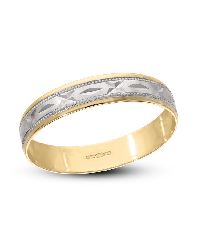 9CT 2 Tone Kiss 4MM Wedding Ring