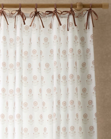 Pineapple Elephant Woodblock Floral Tie Top Voile Curtain