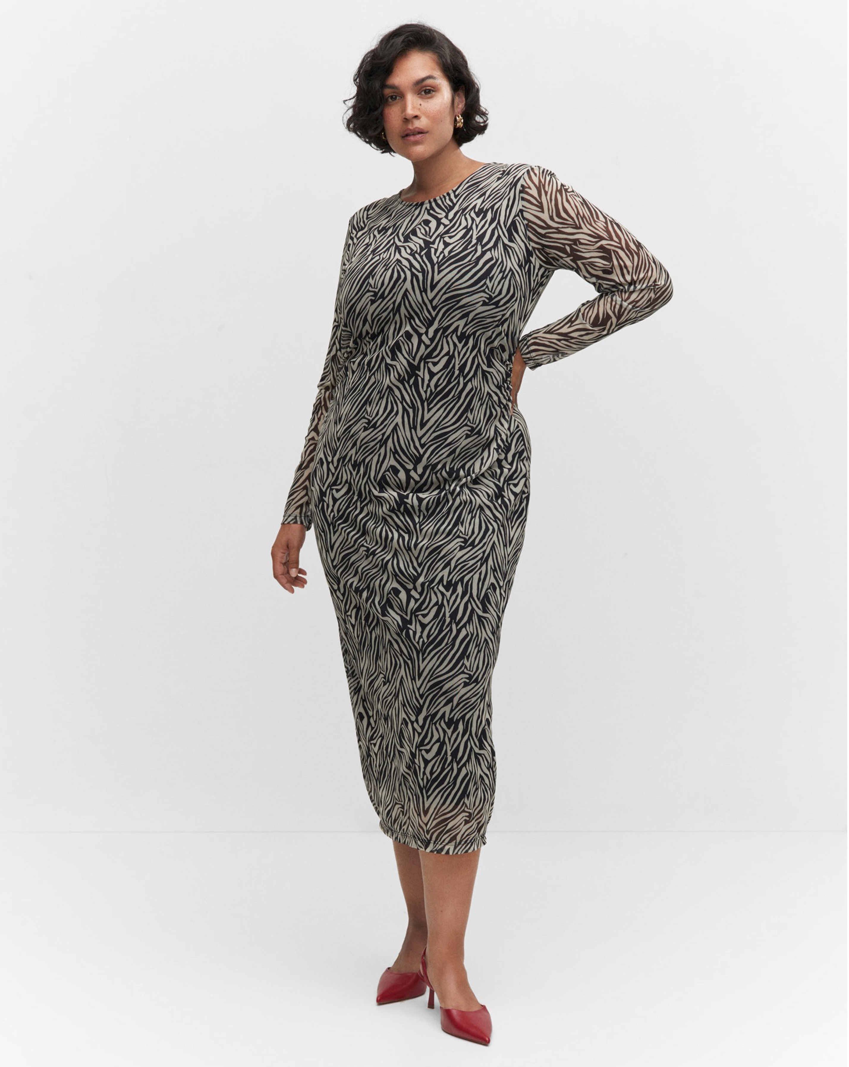 Mango Zebra Print Midi Dress