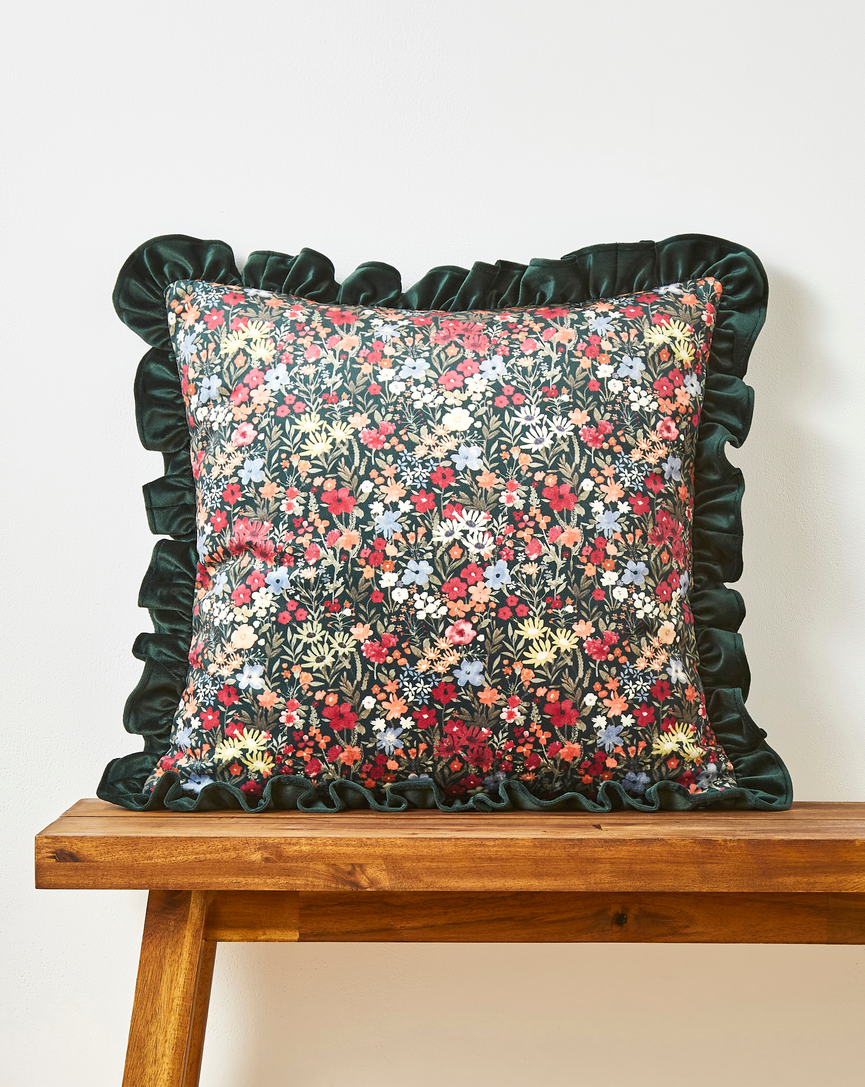 Ditsy Floral Cushion & Ruffled Edges