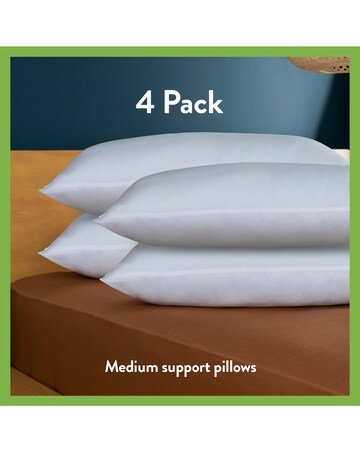 Slumberdown Anti Allergy Soft Pillows - 4 Pack, Hollowfibre Fill, Microfibre Cover